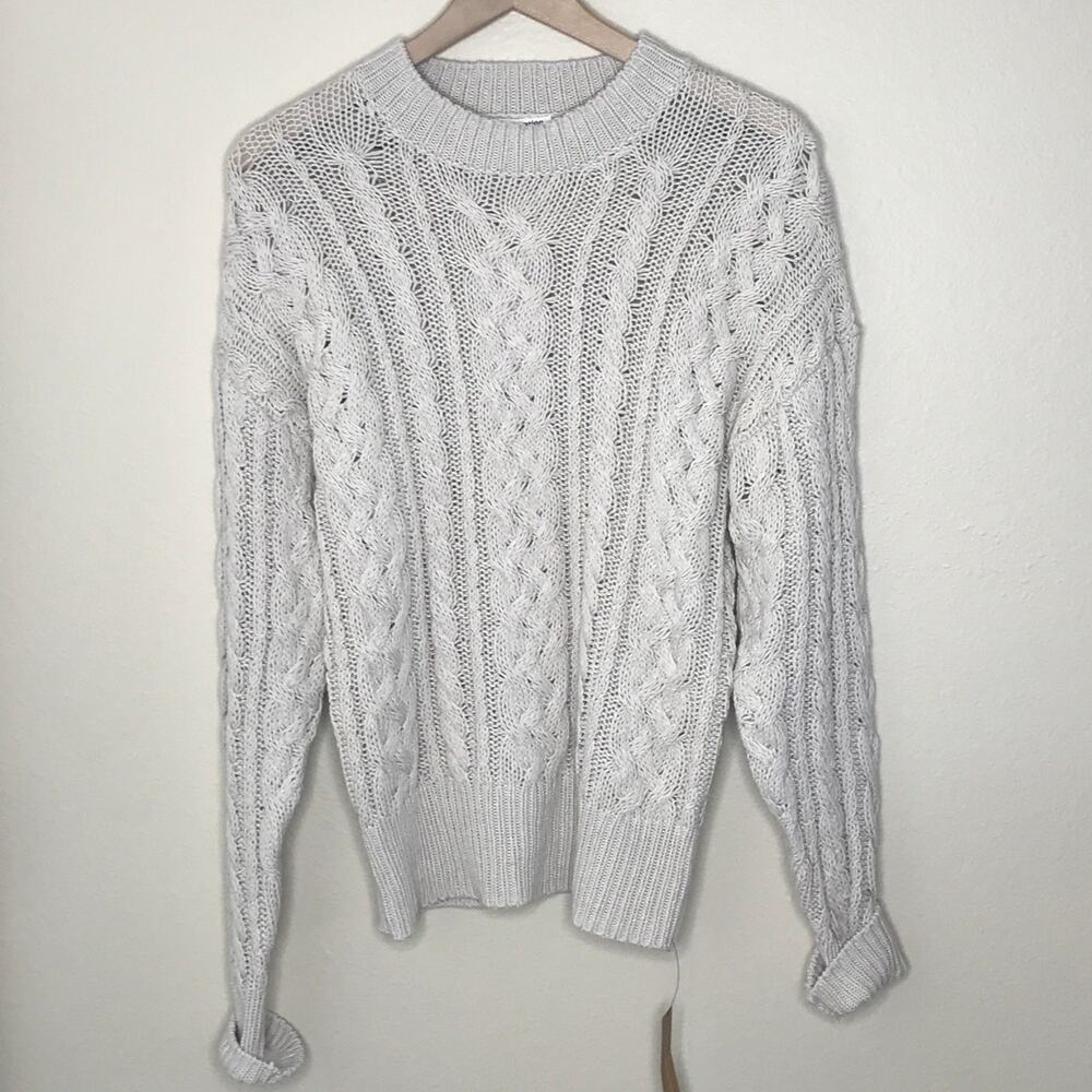 REFORMATION Sam Cotton Cashmere Oversized Sweater Fisherman Cable Euro NWT Small